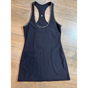 Lululemon black tank with multicolored stitching fits size medium